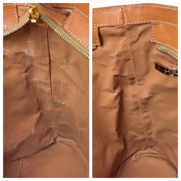CELINE Vintage Macadam Brown Gold Hardware Leather Tote Bag Handbag Shoulder ... - Picture 8 of 10